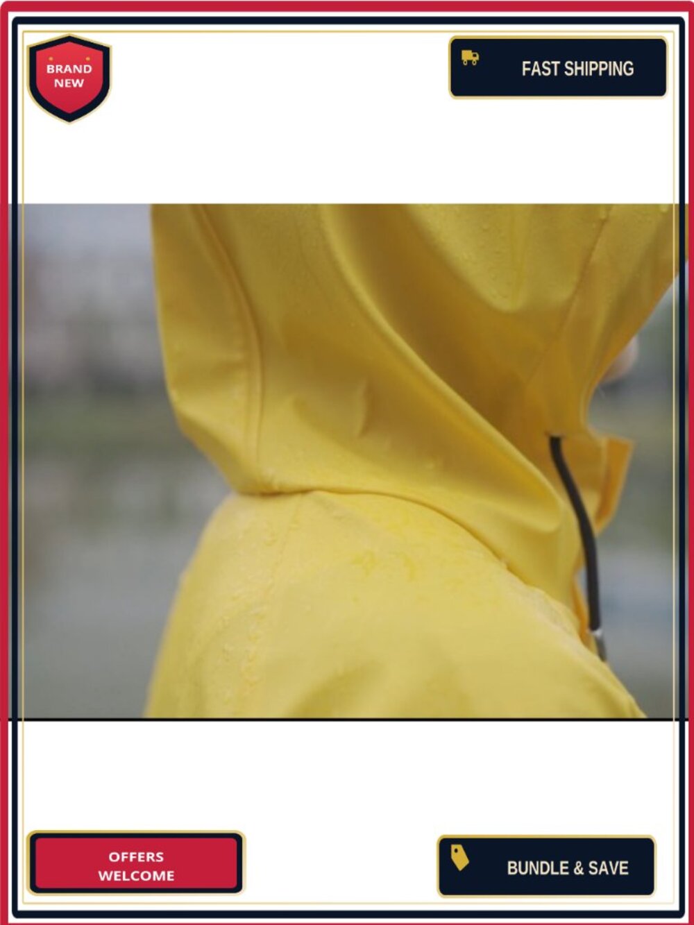 Waterproof Long Raincoat with Hooded Trench Design for Women - Picture 6 of 6
